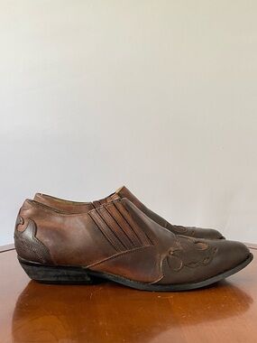 Coyote Brown Leather Western Slip-On Roper Shoes | US 8.5